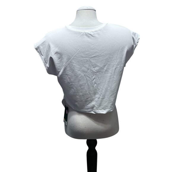 Halara Short Cap Sleeve Tie Wrap Waist Casual Shirts Sz Large White Stretchy - Picture 6 of 10